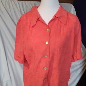 Women's Coral Button-Up Top